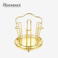 Luxury Gold Rotating Glass Holder Stand with Marble Base | Premium 6-Glass Organizer