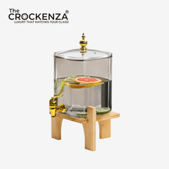 Luxury 3.2 Litres Dispenser with Wooden Stand & Golden Tap – Juice & Water Server