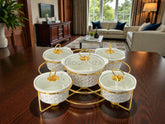 Luxury 5-Piece Serving Bowl Set with Golden Stand | Premium Imported Design