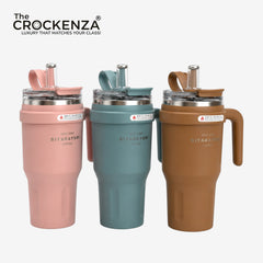 Luxury SITARAYURI 1100ML Insulated Coffee Tumbler with Handle & Straw | Large Capacity Stainless Steel Vacuum Travel Mug