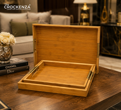 3-Piece Wooden Serving Tray Set with Handles – Premium Solid Wood Decorative & Breakfast Trays for Home, Coffee Table & Kitchen (Copy)