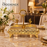 Luxury Gold 2-in-1 Partition Tray with Handle – Decorative Serving Masterpiece