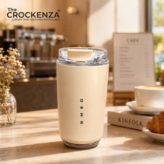 SMEG Style Premium Stainless Steel Travel Tumbler – Leak-Proof Coffee Cup with Clear Lid | White 320ML