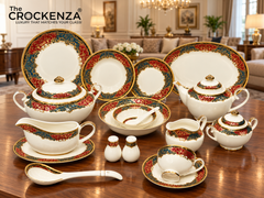 Royal Yamasen Japan-inspired Gold & Maroon Dinnerware Set | Luxury 75/103 Piece Collection for 8 & 12 Persons Serving