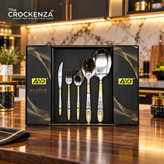 AYD 52-Piece Luxury Stainless Steel Cutlery Set – SIlver - Gold