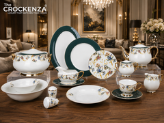 Johnson Bros Inspired Royal Floral Bone China Luxury Dinner Set | 65 & 89 Piece Gold-Gilded Collection