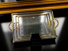 Gold & Silver Elegant Metal Tray with Golden Detailing & Sleek handles – Best for elite servings (3 Sizes)