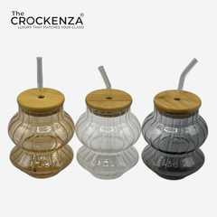 Luxury Glass Sipper with Bamboo Lid & Reusable Glass Straw