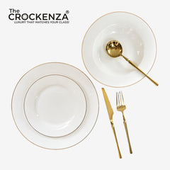 Luxury 18-Piece Johnson Bros inspired White & Gold Plate Set – Ideal for 6-Person Table Setting (DS-Gold)