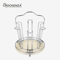 Luxury Gold Rotating Glass Holder Stand with Marble Base | Premium 6-Glass Organizer
