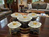 Luxury 5-Piece Serving Bowl Set with Golden Stand | Premium Imported Design