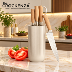 Professional 6-Piece Imported Knife Set with Fluted Minimalist Block