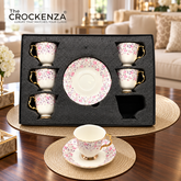 Luxury Royal Albert 12 Pcs Floral Cup & Saucer Set with Golden Handles