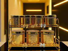 Elegant 7-Piece Gold Canister Jar Set – Stylish Airtight Storage for Kitchen & Pantry
