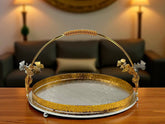 Elegant Oval Serving Platter with butterflies on handles – Decorative Gold Tableware