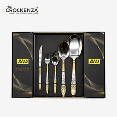 AYD 52-Piece Luxury Stainless Steel Cutlery Set – SIlver - Gold