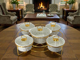 Luxury 5-Piece Serving Bowl Set with Golden Stand | Premium Imported Design