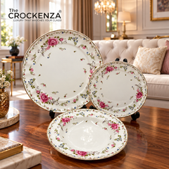 Royal Albert Inspired 18-Piece Fine Super Bone China Dinnerware Set – Vintage Floral Plates (Service for 6)