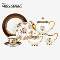 24 Piece Luxury Johnson Bros inspired Bone China Tea Set – Heritage Sepia Floral Tea Set