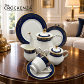 Premium 24-Piece Super Bone China Dinner & Tea Serving Set – Imperial Navy & Gold Motif