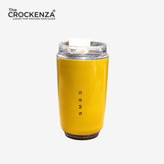 SMEG Style Premium Stainless Steel Travel Tumbler – Leak-Proof Coffee Cup with Clear Lid | Yellow 320ML