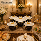 Luxury 5-Piece Serving Bowl Set with Golden Stand | Premium Imported Design