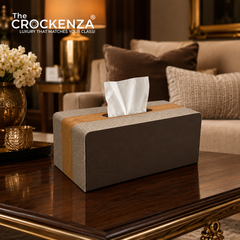 Luxury Fabric & Wood Tissue Box Cover- For Living Room, Office & Bedroom