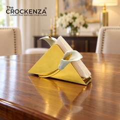 Luxury Gold Napkin Holder Stand with White Calla Lily Design