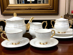 Luxury 24-Piece Tea Set – Perfect for Elegant Gatherings (White Textured)