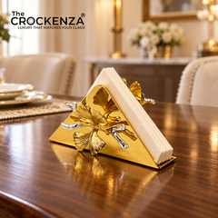 Luxury Gold Napkin Holder Stand with Ginkgo Leaf Design