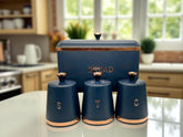 Elegant Bread & Canister Set – 4 Pcs with Rose Gold Trim