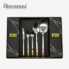 AYD 52-Piece Luxury Stainless Steel Cutlery Set – Silver & Gold
