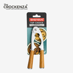 Premium Silver Walnut Cracker with Wooden Handles – Heavy-Duty Nutcracker & Shell Opener
