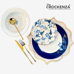 Luxury Sapphire & Gold Accented 18-Piece Johnson Bros inspired Bone China Plate Set