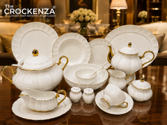Premium Royal Albert inspired 75 Pcs Dinner Set - Plain White for 8 Person Serving