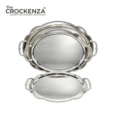 Luxury Gold & Silver Metal Serving Tray Set – 3 Pcs Elegant Decorative Trays G-05