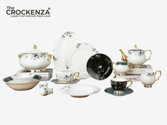 Johnson Bros Inspired Luxury Dinner Set | Vintage Botanical Bone China Tableware Set with Gold Trim