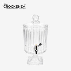 Luxury Crystal Glass Beverage Dispenser with Tap – 4.5L Diamond Cut Drink Dispenser