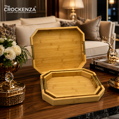 3-Piece Wooden Serving Tray Set with Handles – Premium Solid Wood Decorative & Breakfast Trays for Home, Coffee Table & Kitchen