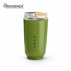 SMEG Style Premium Stainless Steel Travel Tumbler – Leak-Proof Coffee Cup with Clear Lid | Green 320ML