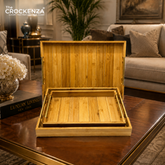3-Piece Wooden Serving Tray Set with Handles – Premium Solid Wood Decorative & Breakfast Trays for Home, Coffee Table & Kitchen (Copy) (Copy)