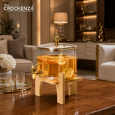 Luxury 3.2 Litres Dispenser with Wooden Stand & Silver – Juice & Water Server