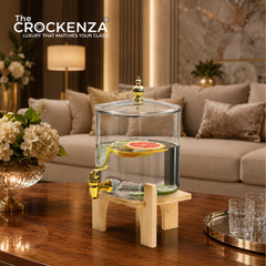 Luxury 3.2 Litres Dispenser with Wooden Stand & Golden Tap – Juice & Water Server