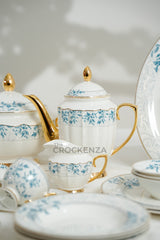 Johnson Bros Inspired Royal Floral Bone China Luxury Dinner Set | 65 & 89 Piece Gold-Gilded Collection