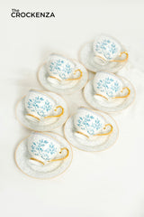 Johnson Bros Inspired 12-Piece Floral Cups & Saucers Set – Premium Floral Tea Set
