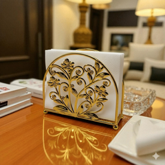 Glamour Gold Polished Napkin Caddy | Ornate Dining Table Décor