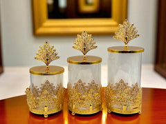 Elegant Gold Candy Jars (Set of 3) – Perfect for Gifting & Décor BA-17