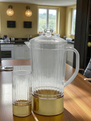 White & Gold Textured Acrylic Water Set – Lightweight Jug with 6 tumblers | Elegant, Shatterproof Serveware
