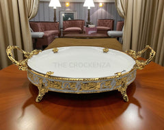 Luxury Golden Platter with Handles | Elegant Decorative Serving Tray