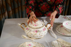 Imported Bone China Royal Albert style 75 Pcs Dinner Set - 8 Person Serving